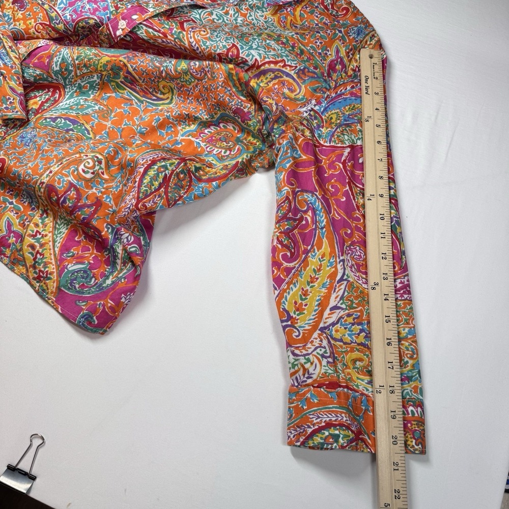 Lauren Ralph Lauren Tunic Top 3X Button 100% Cotton Print 3XL Lightweight Preppy - Picture 6 of 9